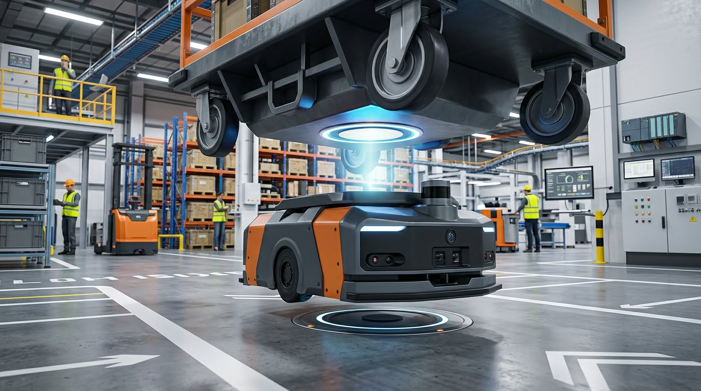 Bezprzewodowe ładowanie indukcyjne dla flot robotów AMR pracujących w trybie ciągłym