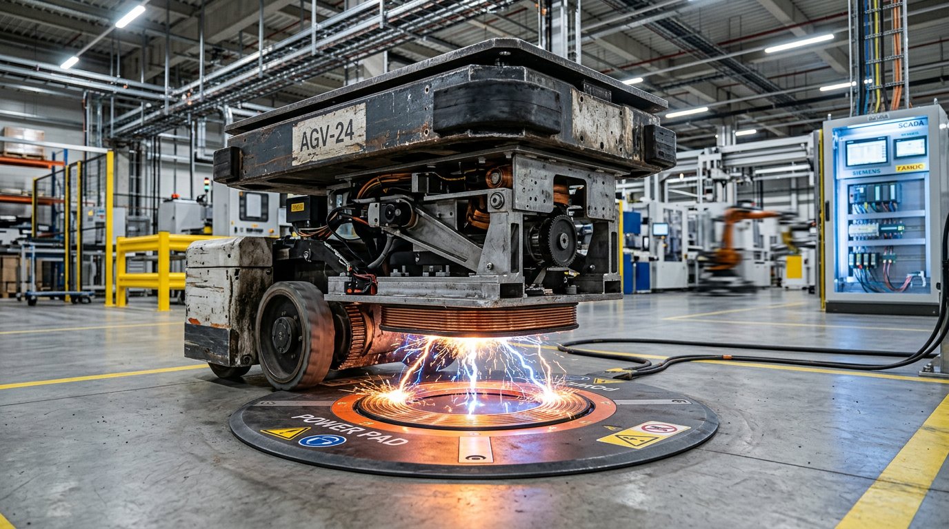 Bezprzewodowe ładowanie indukcyjne dla flot robotów AMR pracujących w trybie ciągłym