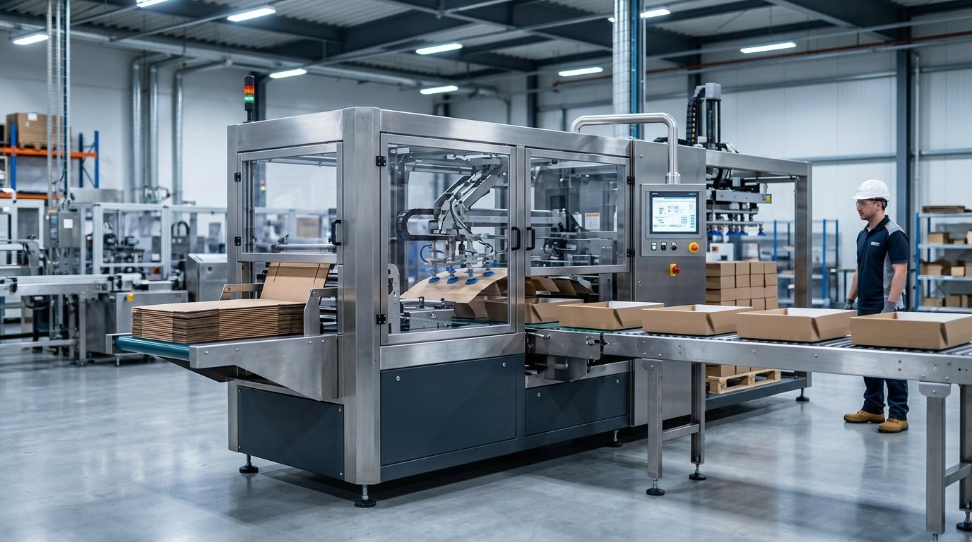 Maszyna Lenze Mpac produkuje do 200 tekturowych tacek na minutę