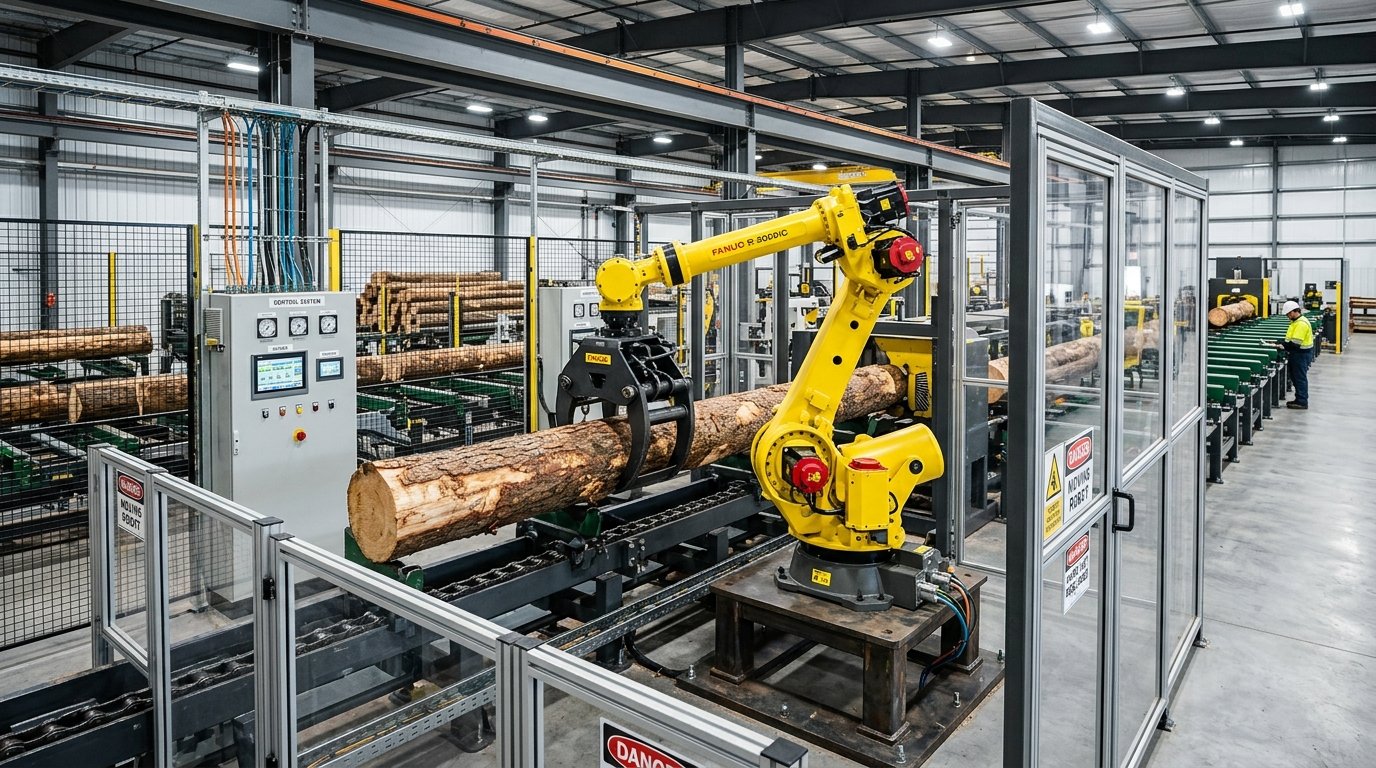 Fanuc prezentuje zrobotyzowaną celę do obróbki drewna z wykorzystaniem jednostki M-710iC/70
